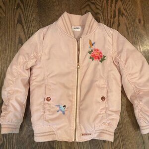 Hudson Flower and Hummingbird Embroidered Bomber Jacket